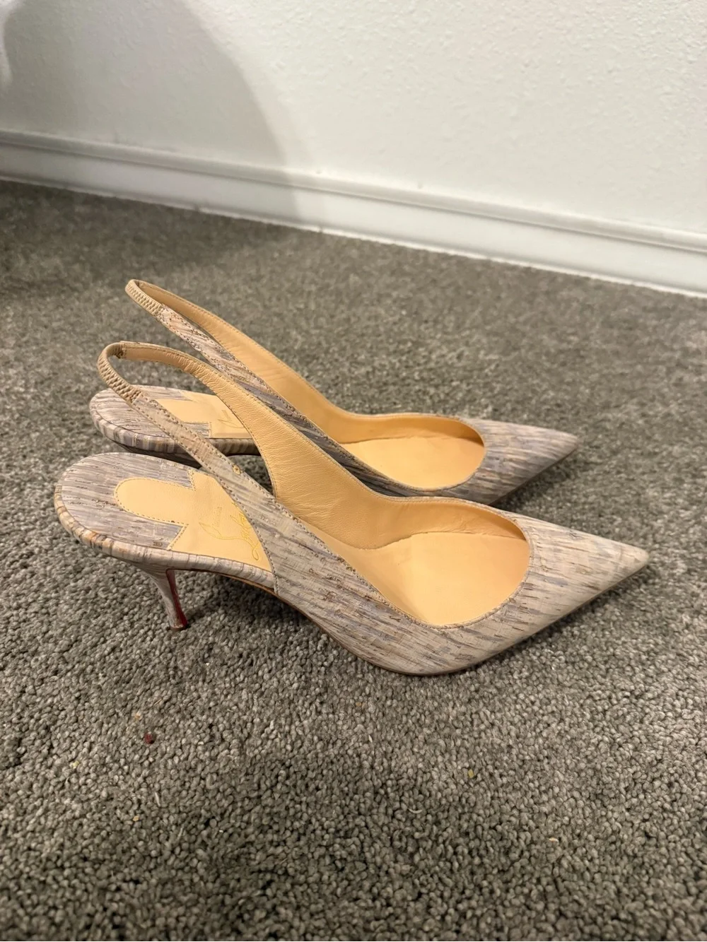 christian louboutin clare naturalle sling backs - Picture 1 of 16